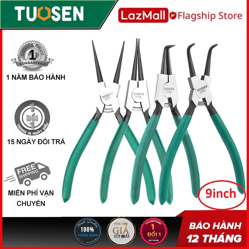 Kìm mở phe trong, phe ngoài, Mũi cong, mũi thẳng, mũi đôi, mũi đơn (kìm phanh) - Chính hãng Tuosen (Mẫu 9inch) - (Lưu ý đơn giá là 1 chiếc - đặt hàng theo mã)