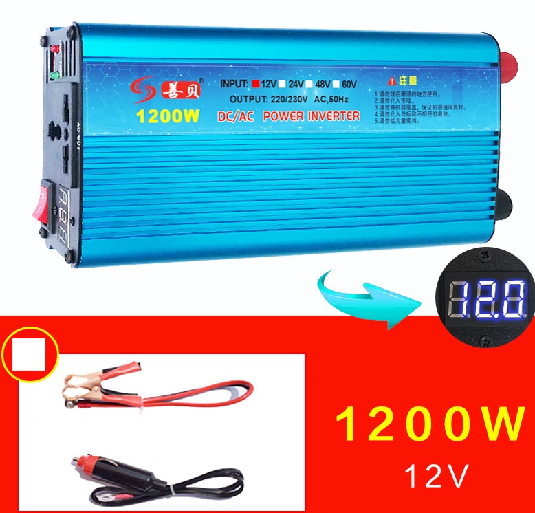 Bộ kIch điện 12v lên 220v 1200w- CÓ LED báo Volt