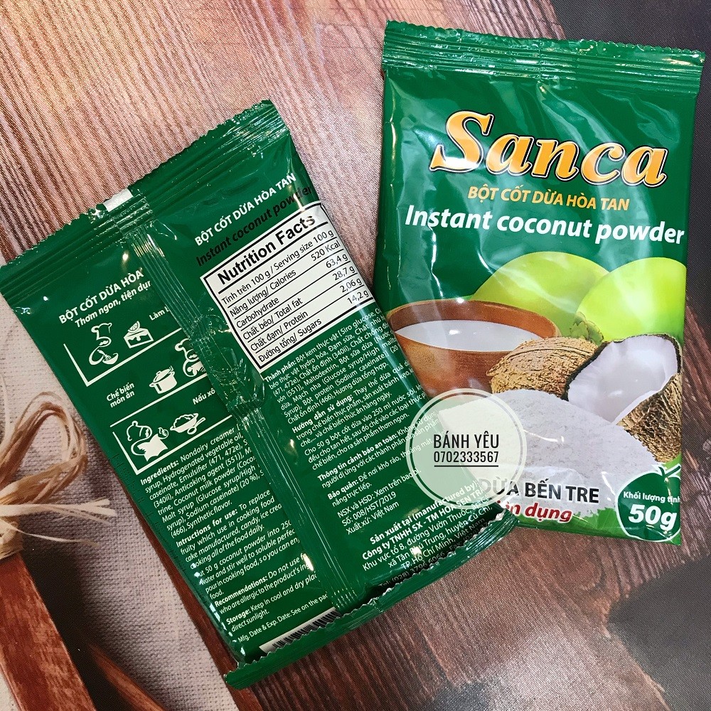 [HCM]10 bịch bột nước cốt dừa sanca Bến tre- NSX8/2021- Giao ngay