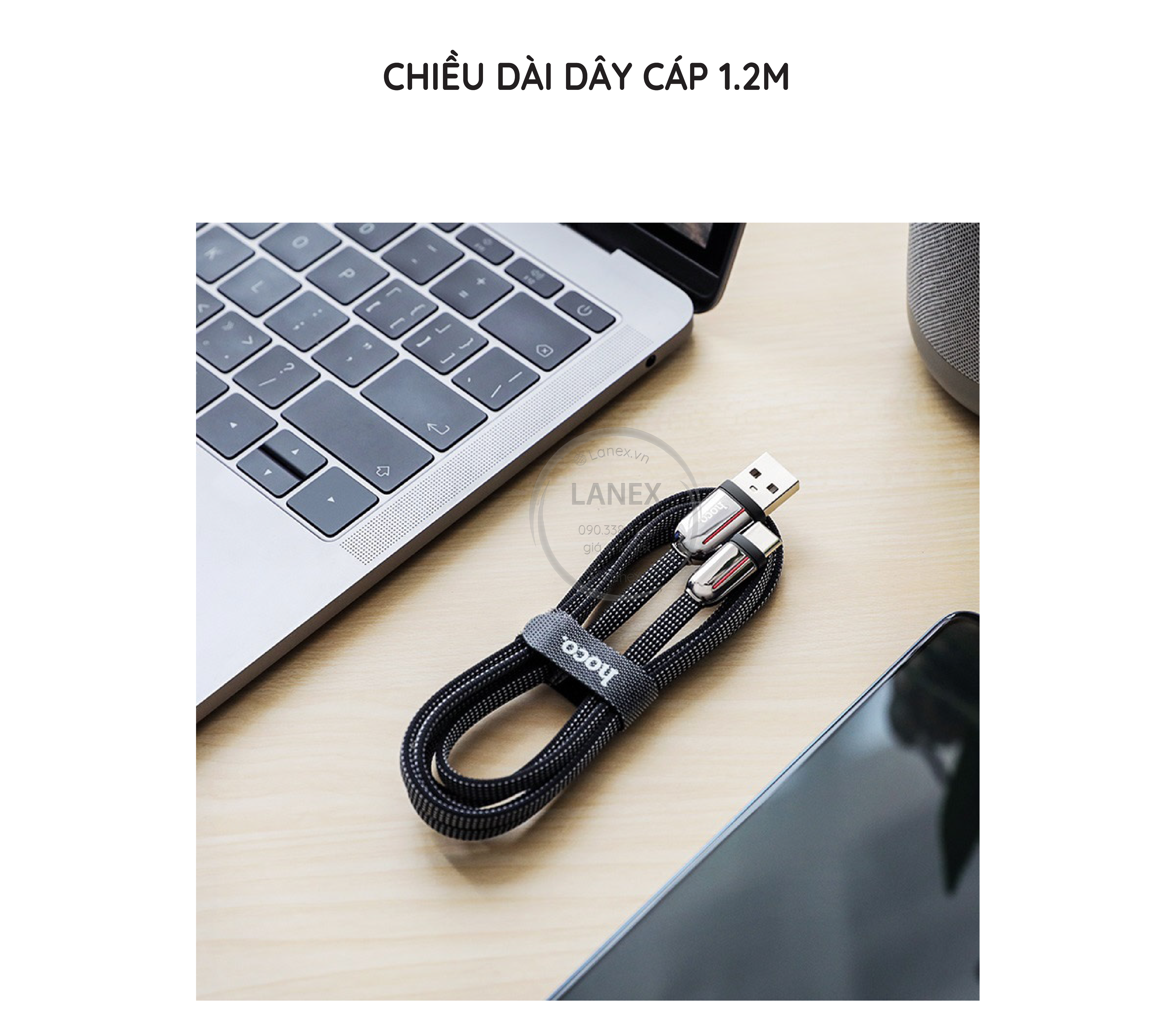 Cáp Sạc Nhanh Hoco U74 Dây Dù Type C 2.4a Dài 1.2m