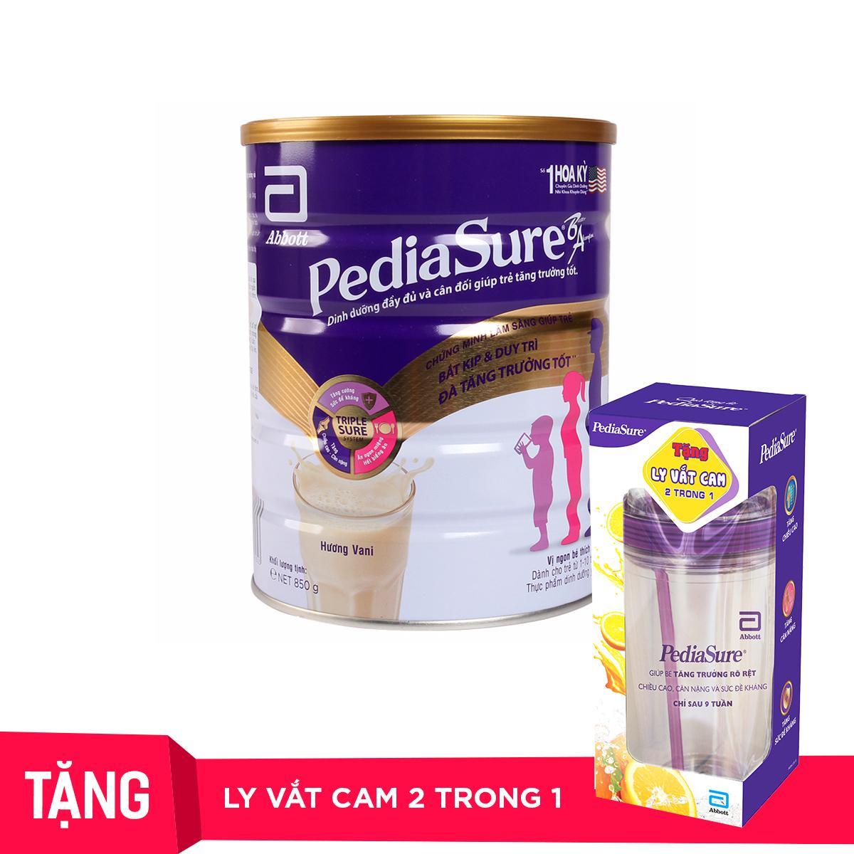 (Tặng ly vắt cam) Sữa bột Pediasure B/A hương vani 850g
