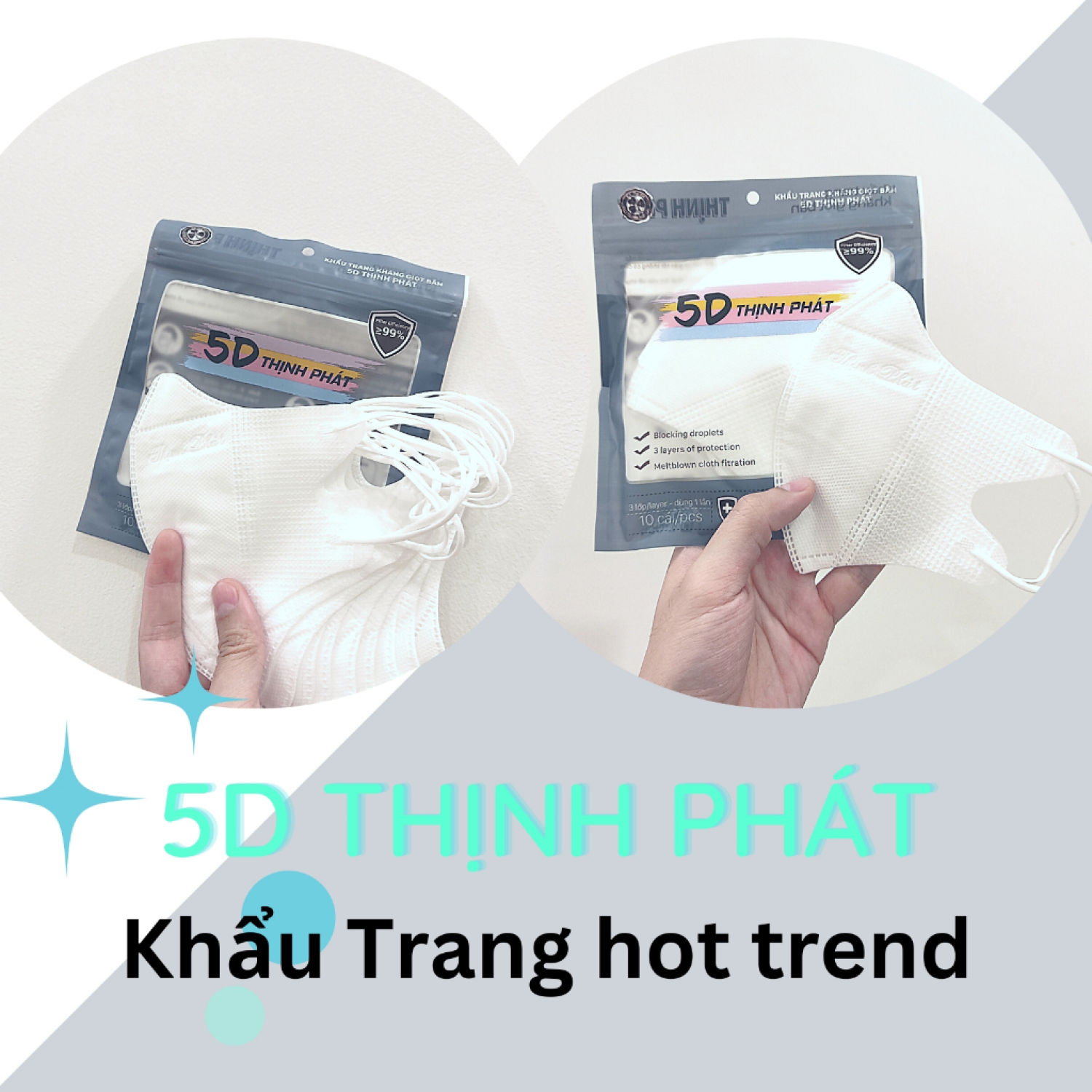 COMBO 100 Khẩu Trang 5D SEIKO + THỊNH PHÁT Người Lớn