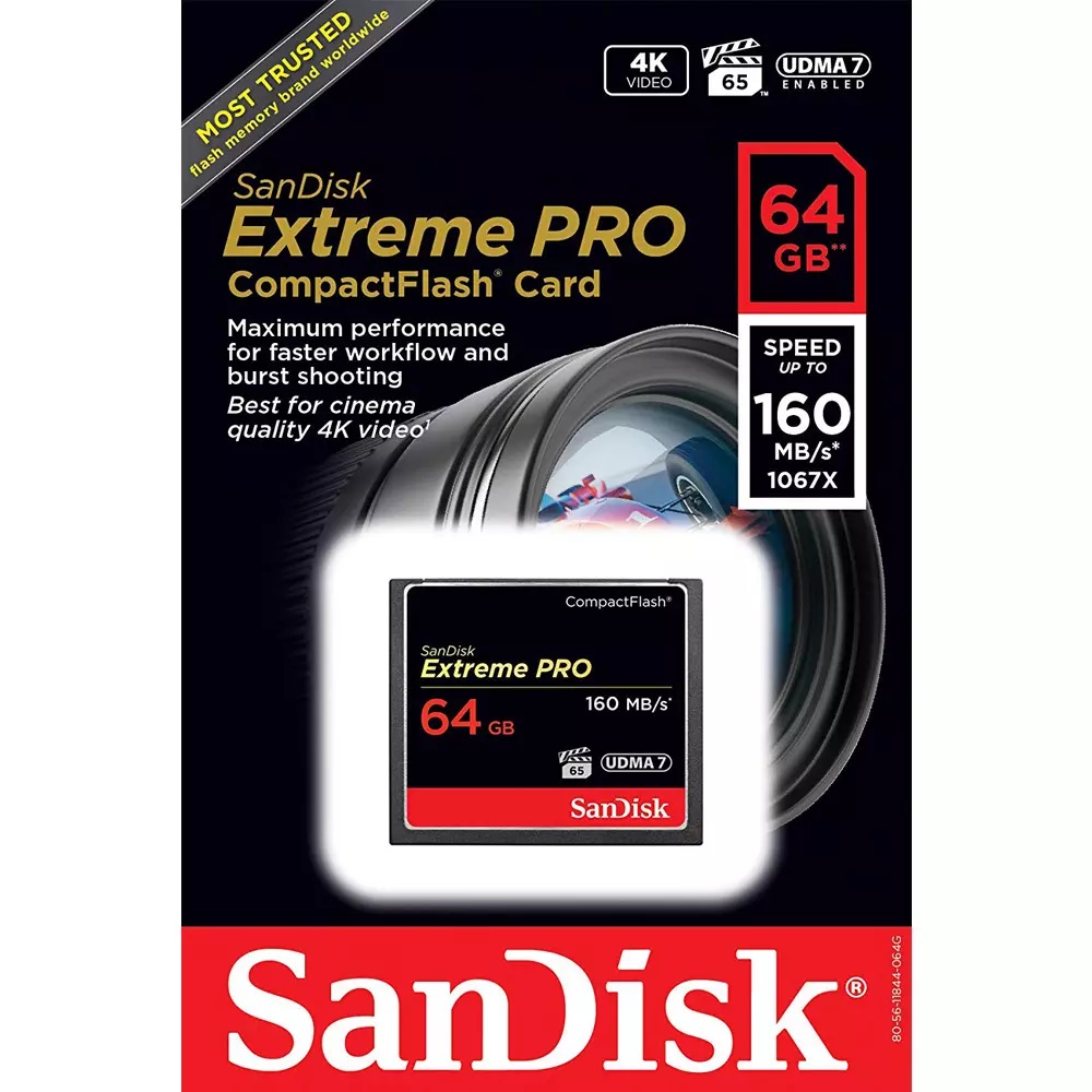 Thẻ nhớ CF Sandisk 64GB Extreme Pro 1067X New (160 Mb/s)