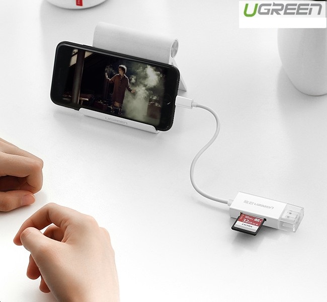 Đầu đọc thẻ SD/TF cho iPhone, iPad chuẩn Lightning Ugreen 30612