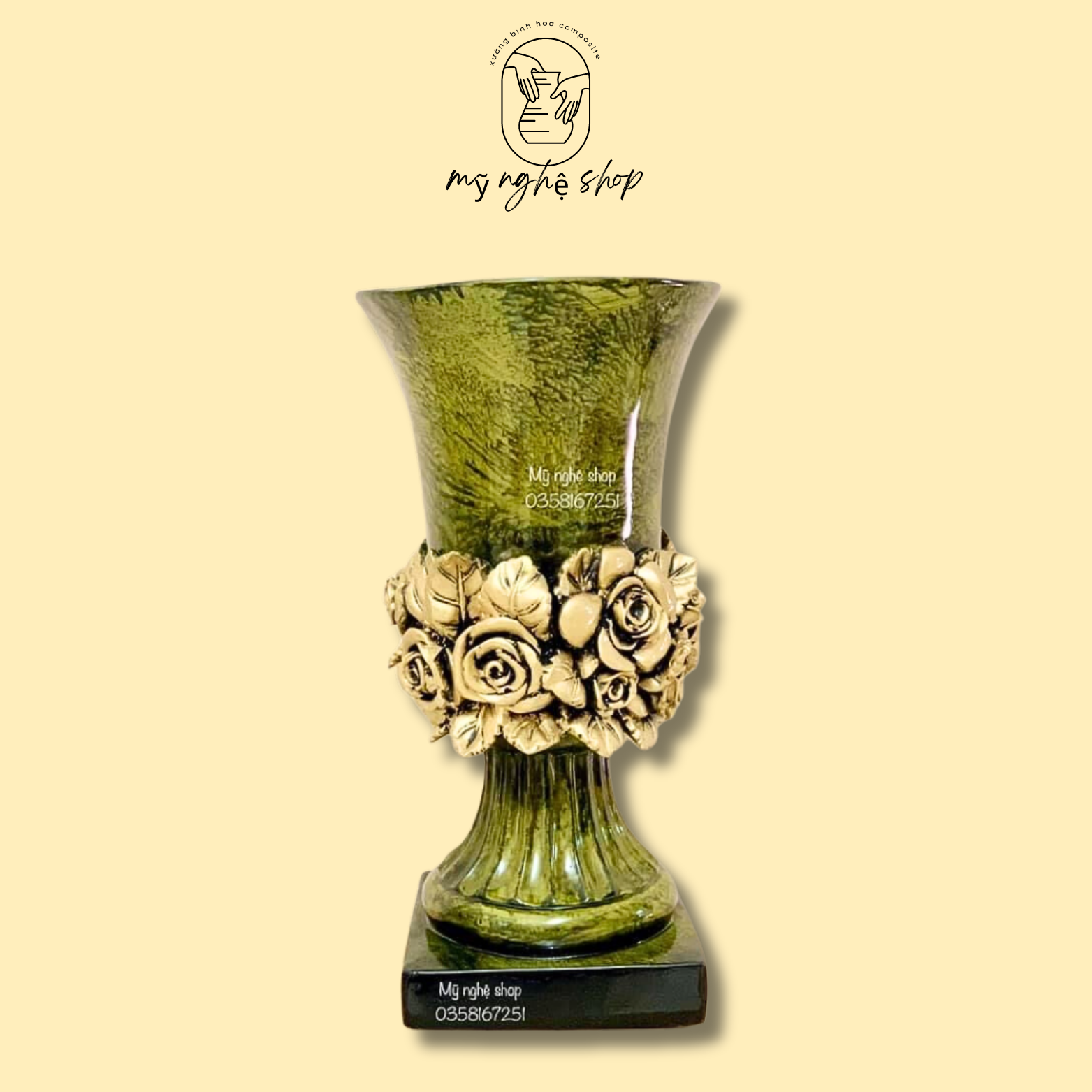 [TOP BÁN CHẠY] Bình hoa composite mã chân vuông, bao vỡ, kiểm tra hàng, freeship, Mỹ nghệ shop bình hoa cao cấp