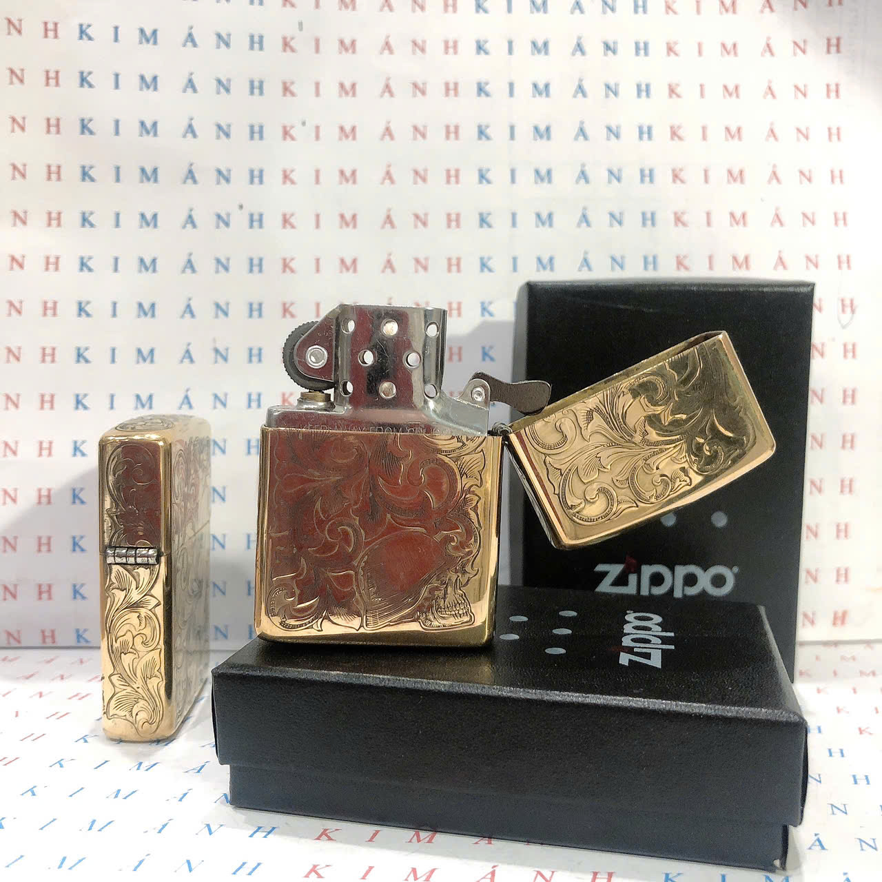 Zippo Lighter with Laser Engraving of 5 Faced Images of Women, High-Quality Product with Copper Shell and Red Stamp.