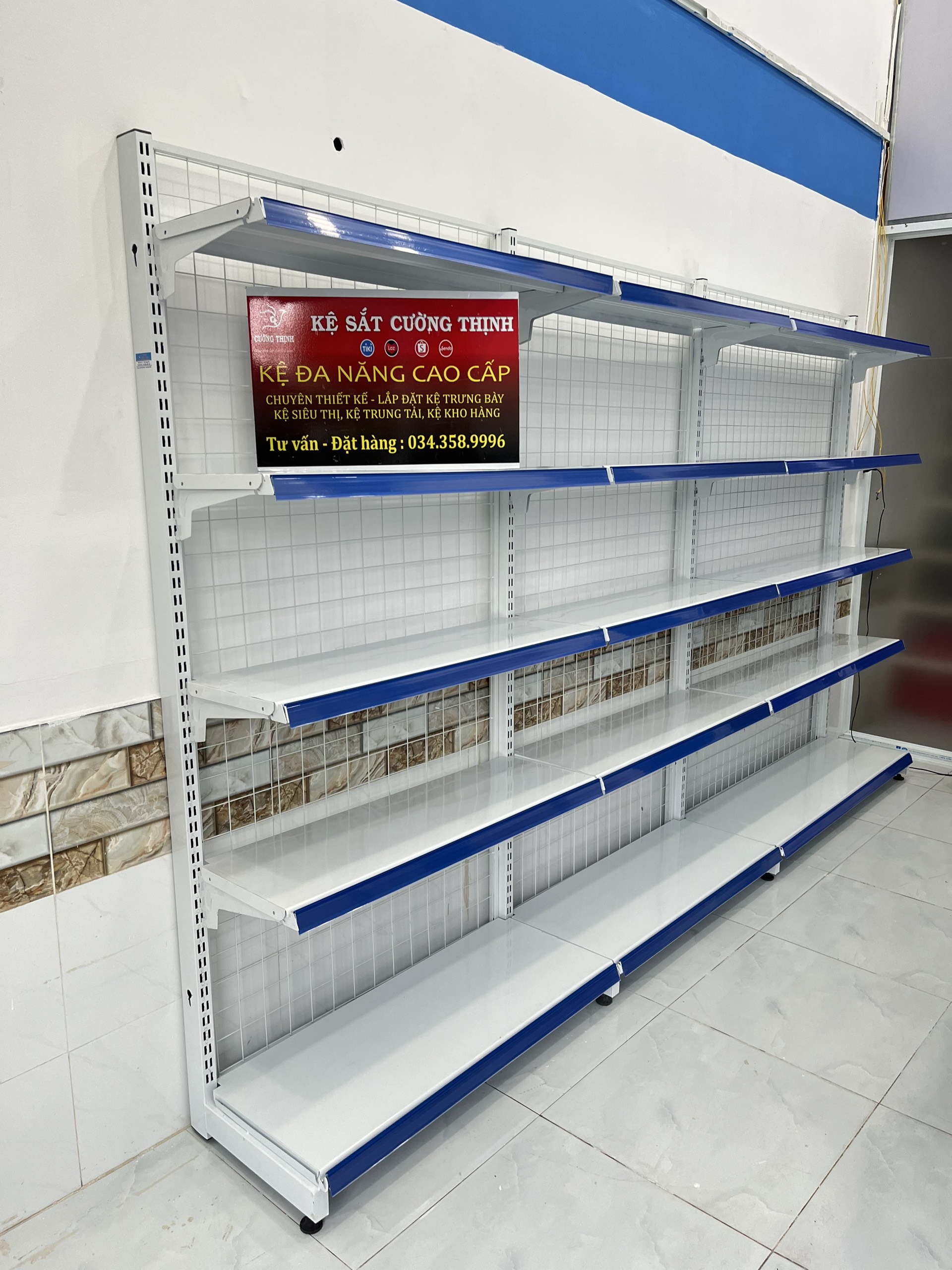 Kệ siêu thị đơn 5 tầng ( cao 1m8 x dài 1m2 x rộng 35cm) kệ siêu thị trưng bày