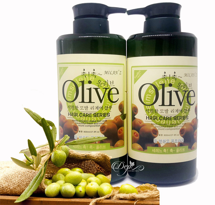 [Hoàn Tiền 10%] [HCM]COMBO 2 CHAI DẦU GỘI VÀ DẦU XẢ OLIVE 800ML - HÀN QUỐC