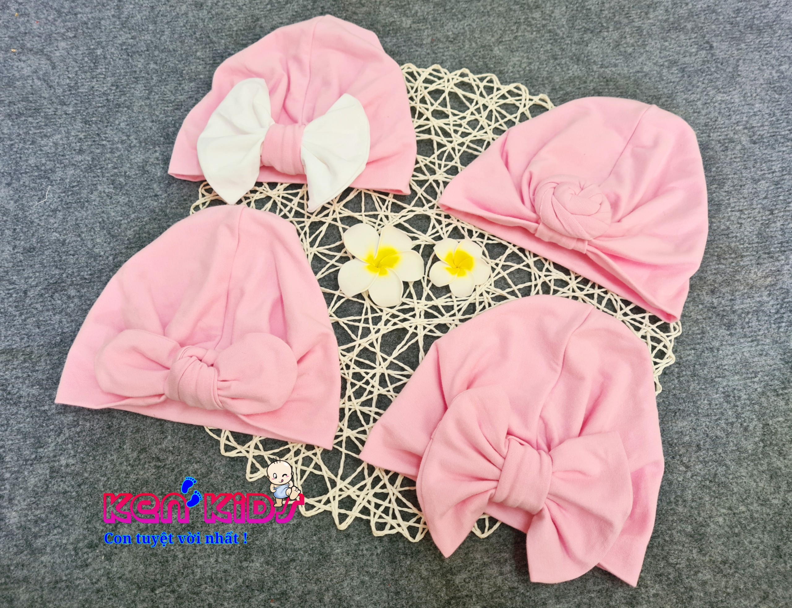 Nón mũ Turban kiểu Ấn màu hồng cho bé