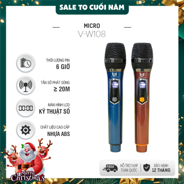 Micro không dây karaoke w108, mẫu mới, chuyên dùng cho ampli, loa kéo, hát nhẹ