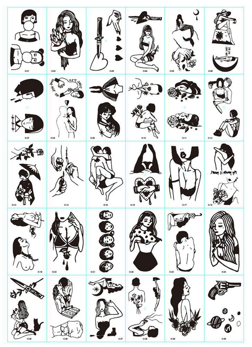 30 Tờ Hình Xăm Dán Tatoo Từ 55 - 120 Mẫu