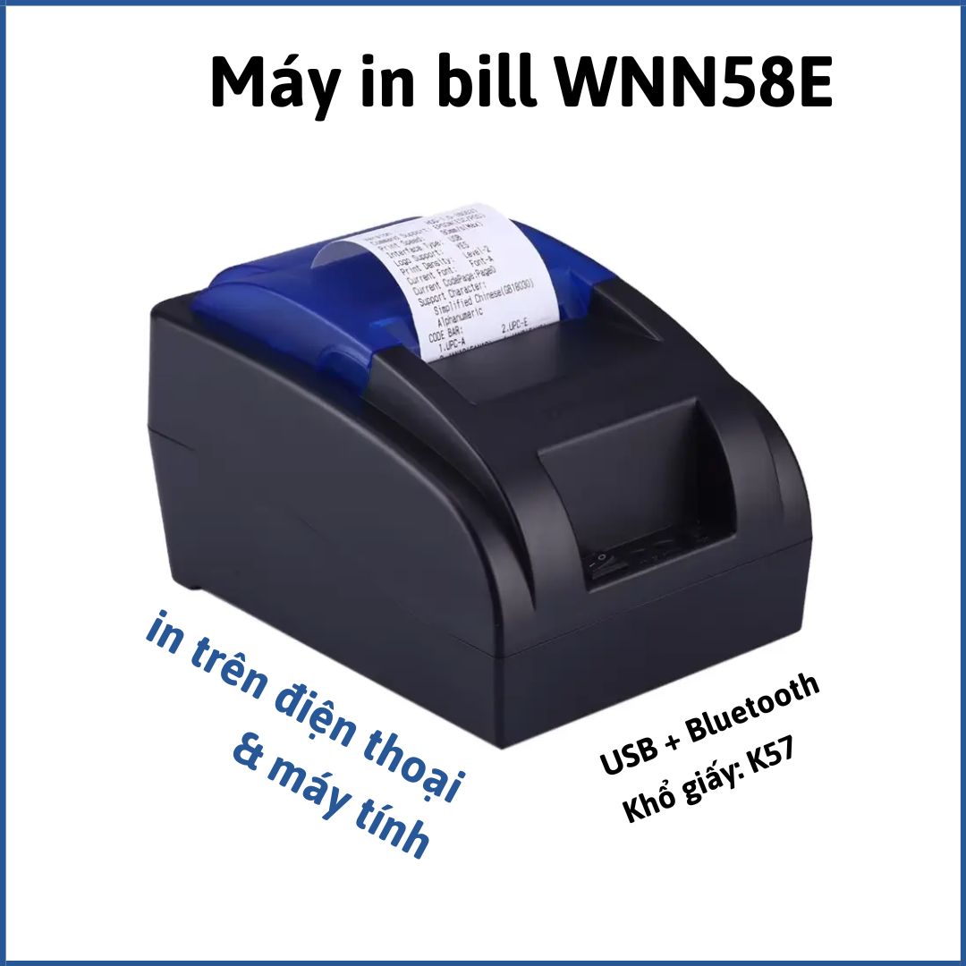 Receipt Printer K57 Xprinter Wnn58E Connects to USB + Bluetooth Port, Prints Invoices on Phones and Computers