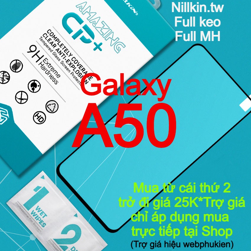 Miếng dán kính cường lực Samsung Galaxy A50 hiệu Nillkin.tw Full màn hình Full keo