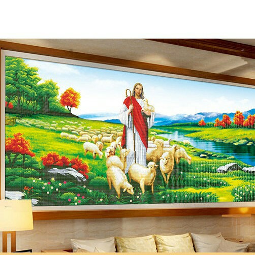 Tranh đính đá chúa chăn cừu y8173 Kích thước 141x75cm chưa đính