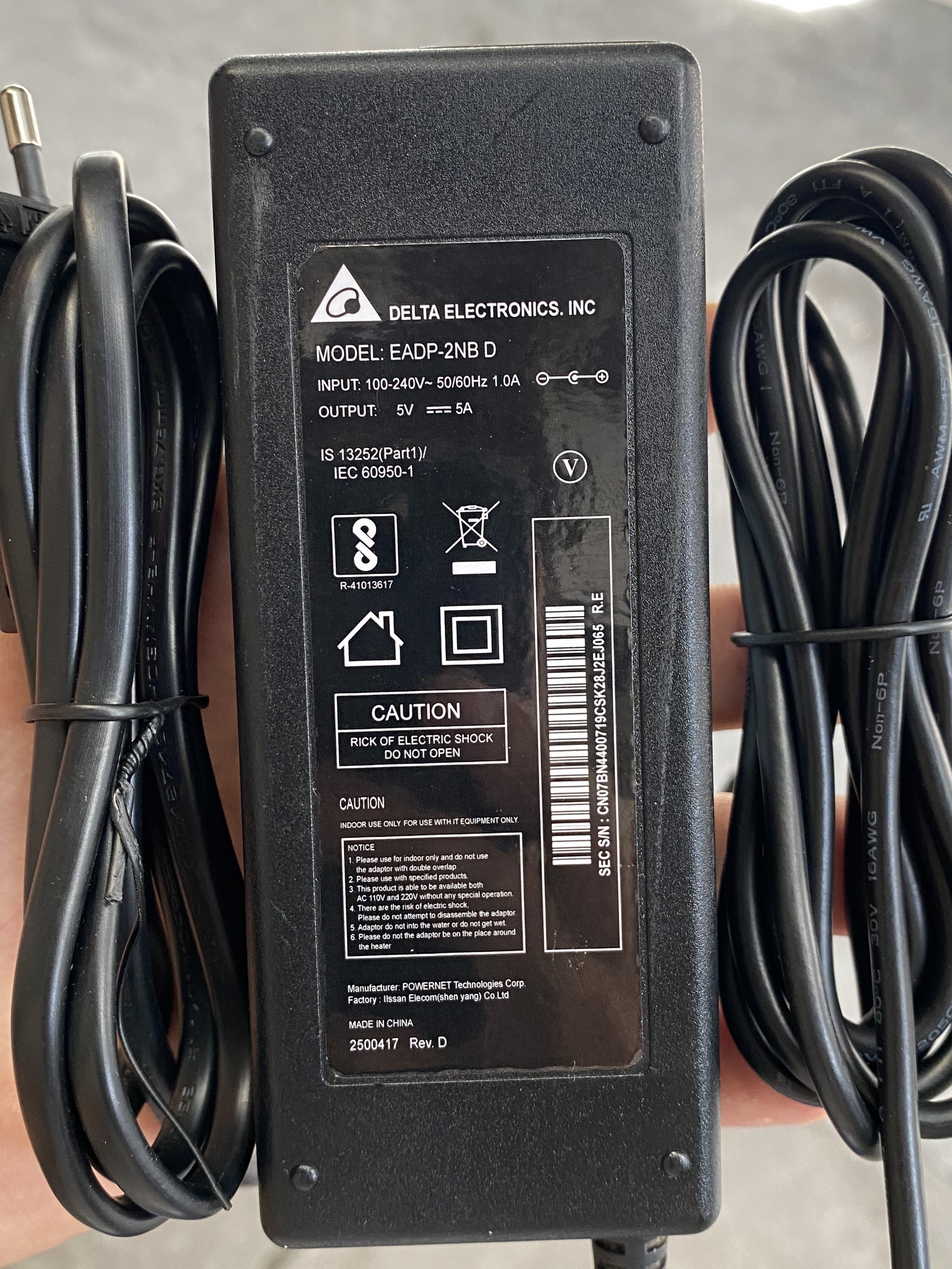 Adapter nguồn 5V 5A chính hãng Delta