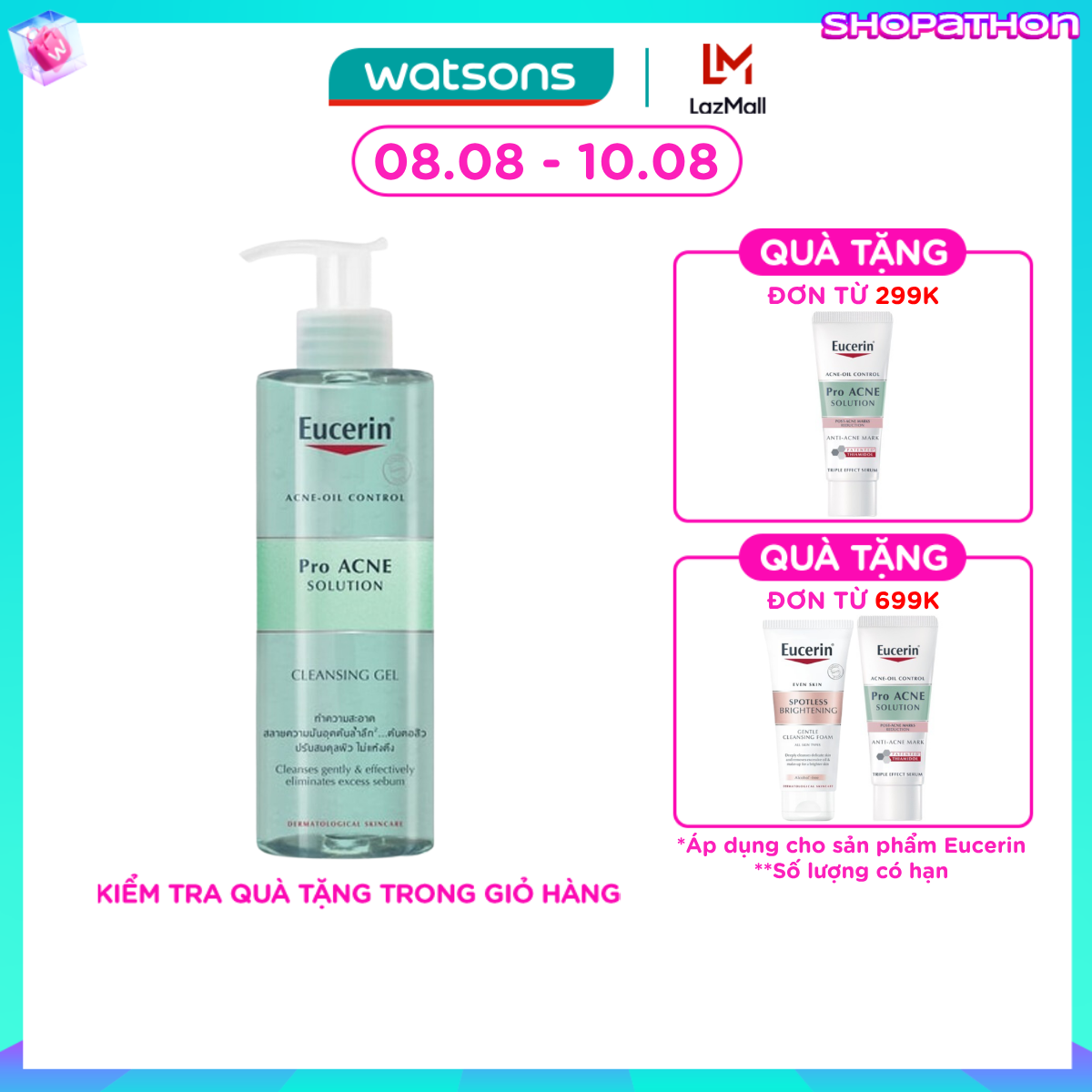 Gel Rửa Mặt Eucerin Giảm Mụn Pro Acne 400ml