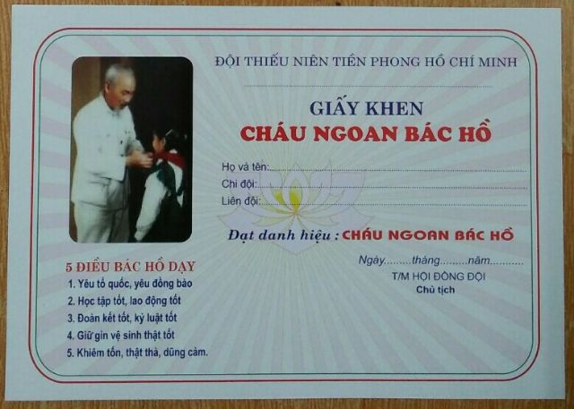 Giấy khen cháu ngoan bác hồ (100 tờ)
