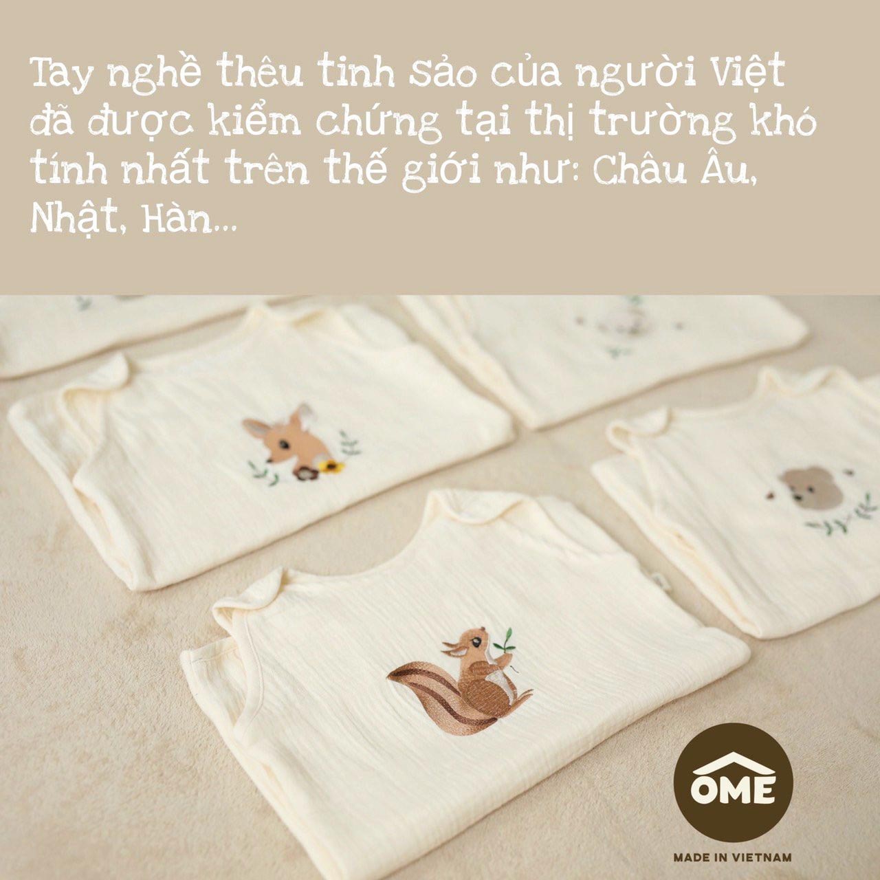 Túi Ngủ Xô Thêu Sơ Sinh Ome