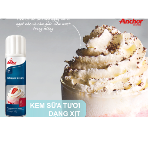 Kem  tươi dạng xịt Anchor 400ml (date mới nhất)