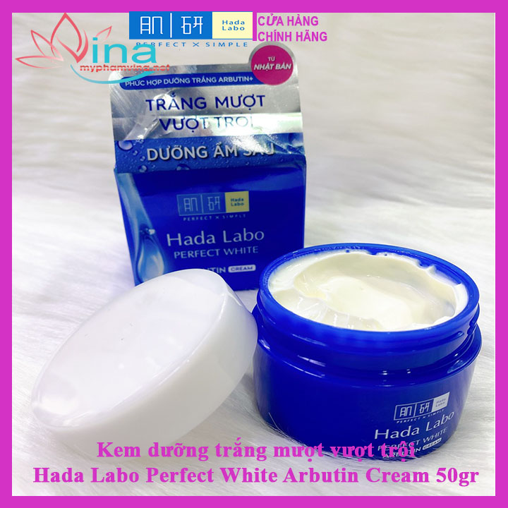 [HCM]Kem dưỡng trắng mượt vượt trội Hada Labo Perfect White Arbutin Cream 50g