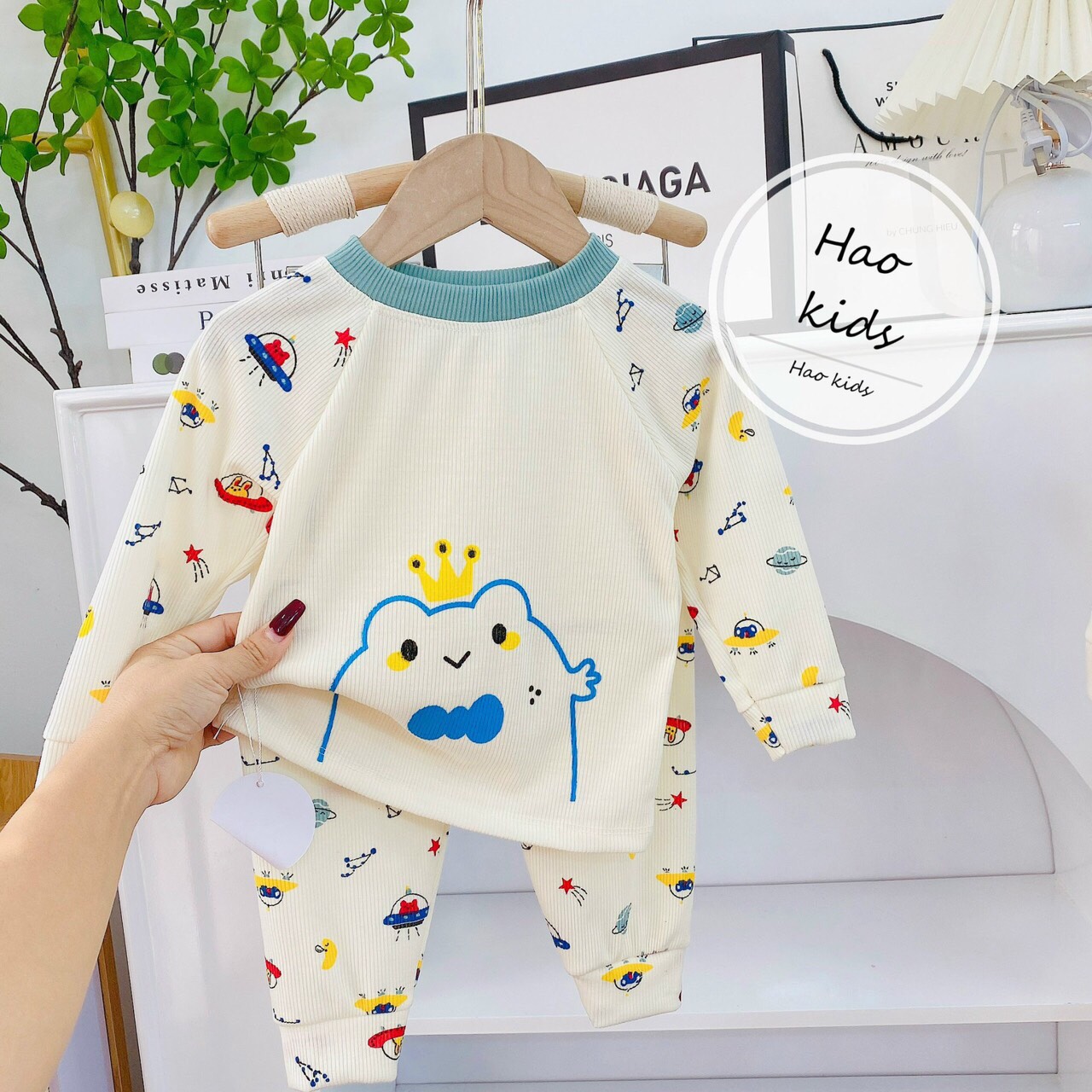 Đồ bộ Dài Tay bé trai bé gái Len Tăm Minkymon Mẫu Mới Bộ đồ ngủ thu đông cho bé trai gái TAI GẤU cute thun gân tăm đẹp