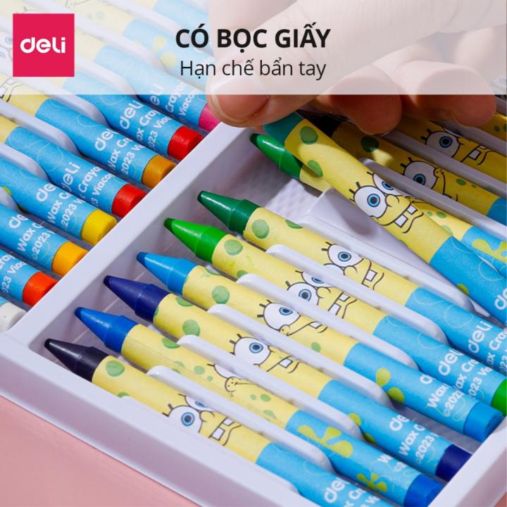 Bút Sáp Màu Nến Bọt Biển Cho Bé Deli - 16/24 Màu Tươi Đậm Ít Vụn An Toàn Với Trẻ Nhỏ Học Sinh Tô Màu Vẽ Tranh Mỹ Thuật - Hình ảnh 7