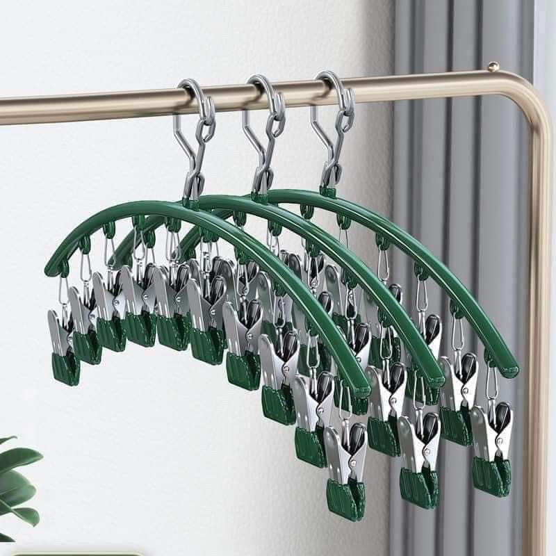 Móc treo quần áo tiện dụng - Móc treo đồ lót, móc kẹp treo quần áo 10 kẹp phơi đồ đa năng, gấp gọn