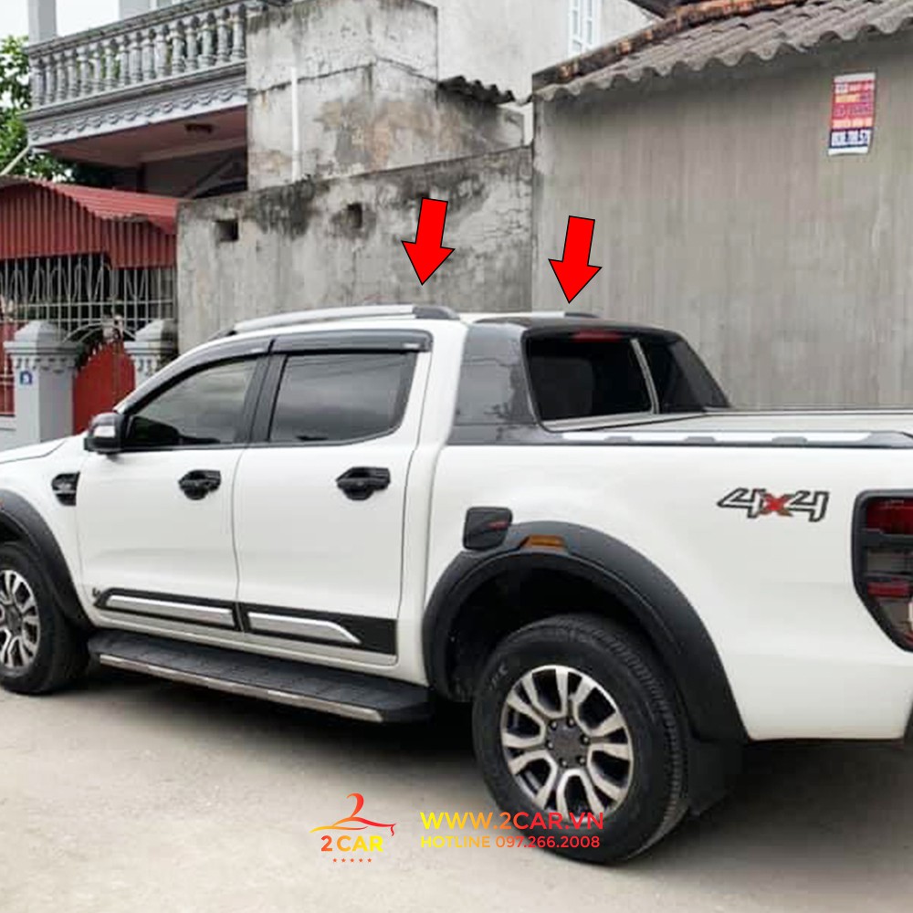 Thanh giá nóc xe bán tải ranger, bt 50 chân cao và chân thấp| - loại dán chân thấp