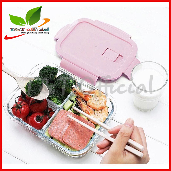Hộp đựng cơm thủy tinh,hộp thủy tinh chia 3 ngăn,hộp thủy tinh đựng thực phẩm,thức ăn