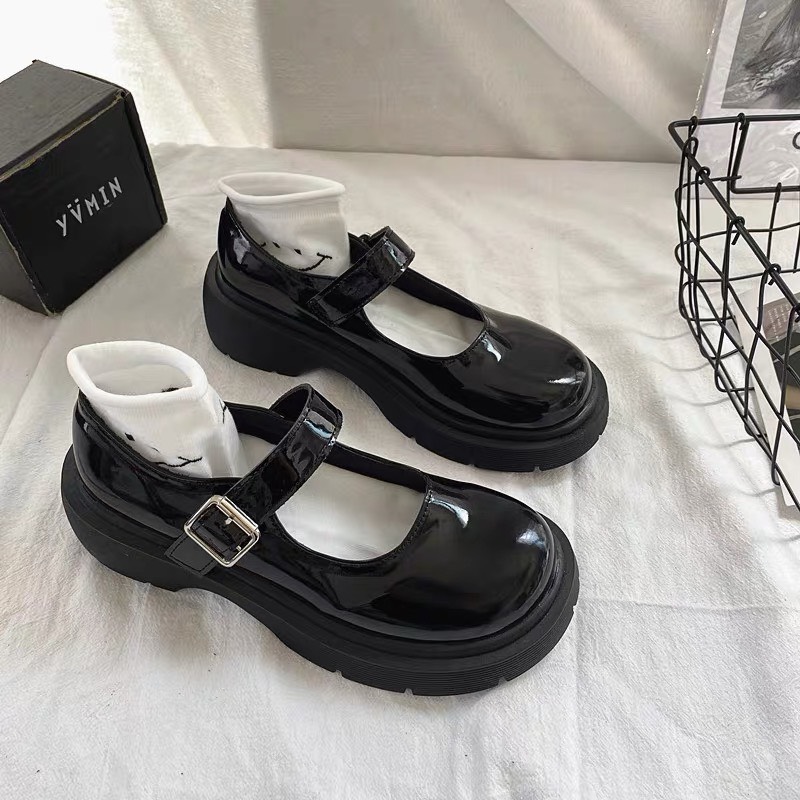 giày nữ ullzang 5cm dây cài dáng hàn quốc