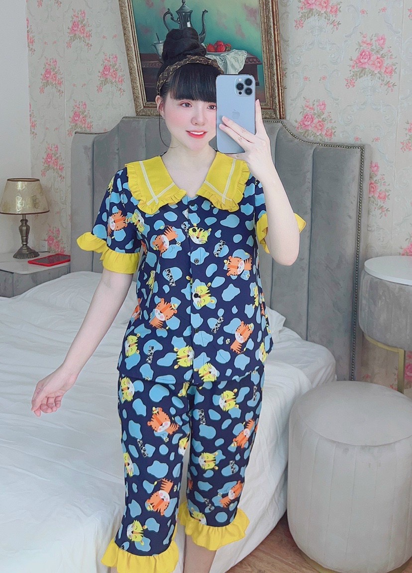 [LỬNG SIZE DƯỚI 57kg ] Đồ Bộ Pijama Lụa Hàn Họa Tiết Siêu Đẹp