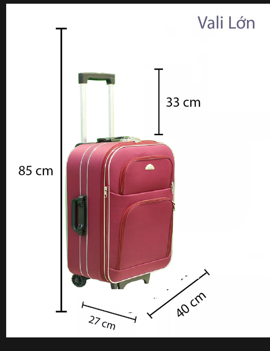 Vali Kéo Du Lịch BI&TI Màu Đỏ Đô Có Nắp - 26 inch