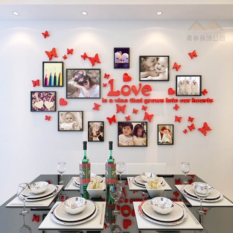 Tranh dán tường mica 3D - Love khung ảnh, tranh trang trí phòng khách, phòng ngủ