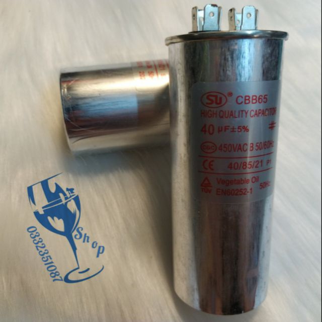 Tụ 40uf-450v 2 cực hàng đẹp SU CBB65