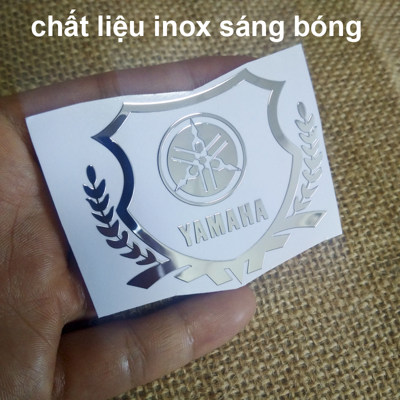Tem inox Bông lúa YAMAHA sáng bóng dán trang trí xe máy
