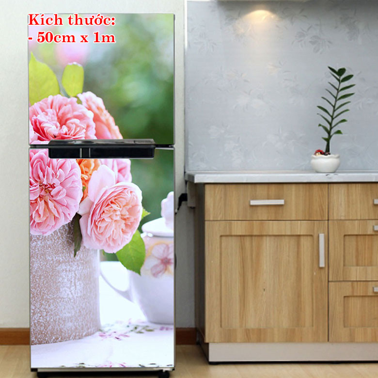 [HCM]Decal trang trí dán tủ lạnh mẫu bó hoa chất liệu cao cấp