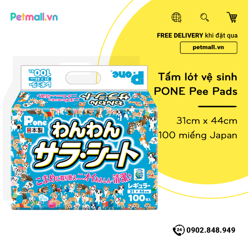 Tấm lót vệ sinh PONE Pee Pads 31cm x 44cm - 100 miếng Japan PETMALL.VN