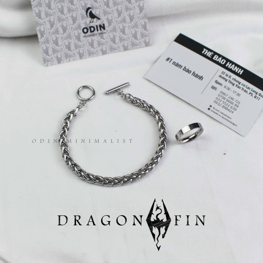 Vòng tay Dragon Fin - thép Titanium 316L - tặng kèm 1 nhẫn Titan - ODIN