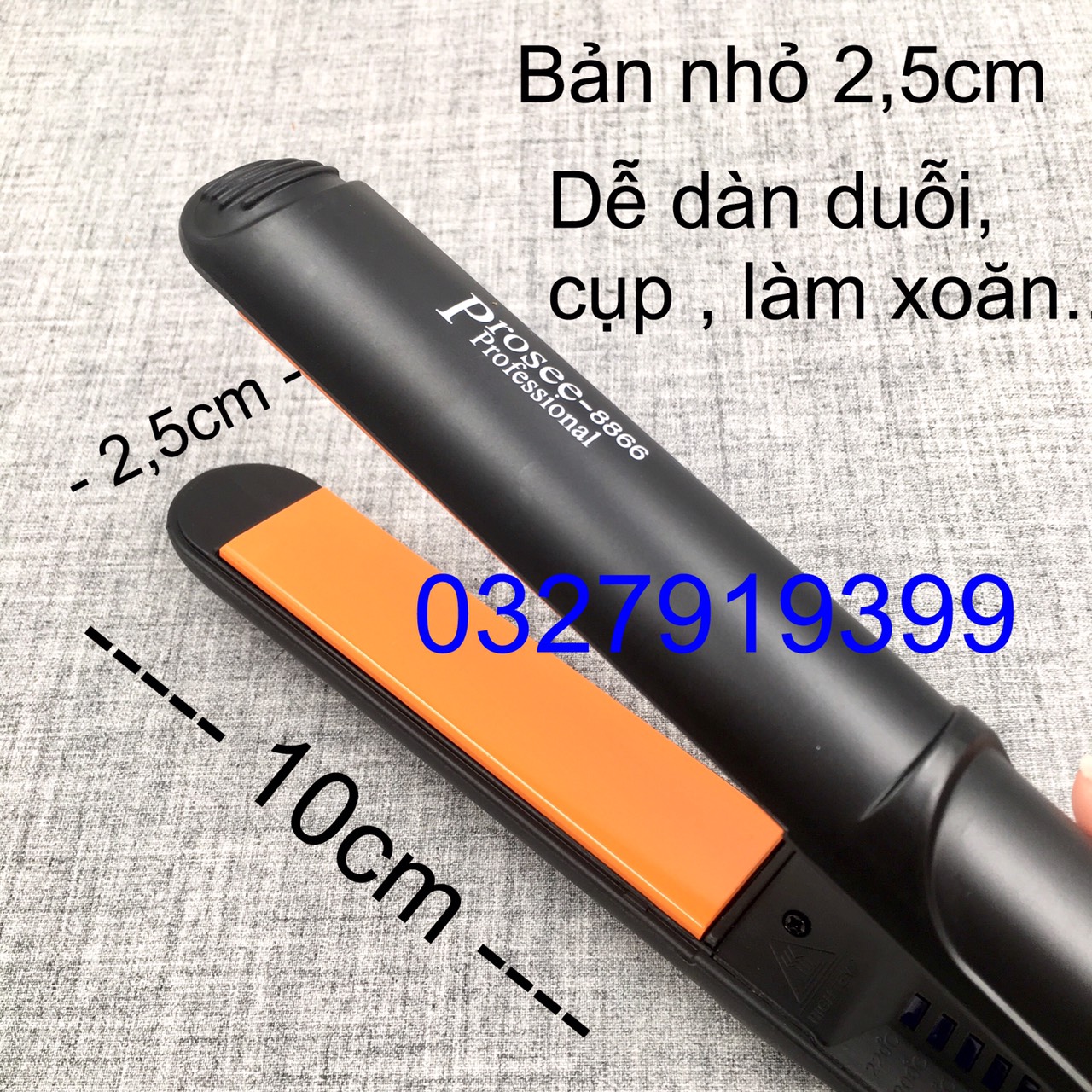 Prosee Máy Duỗi Tóc Prosee 8866 Hàn Quốc Bản Nhỏ 2.5cm Chất Liệu Ceramic Chống Dính 5 Nhiệt Độ 140-220°C Tiện Dụng Gọn Nhẹ