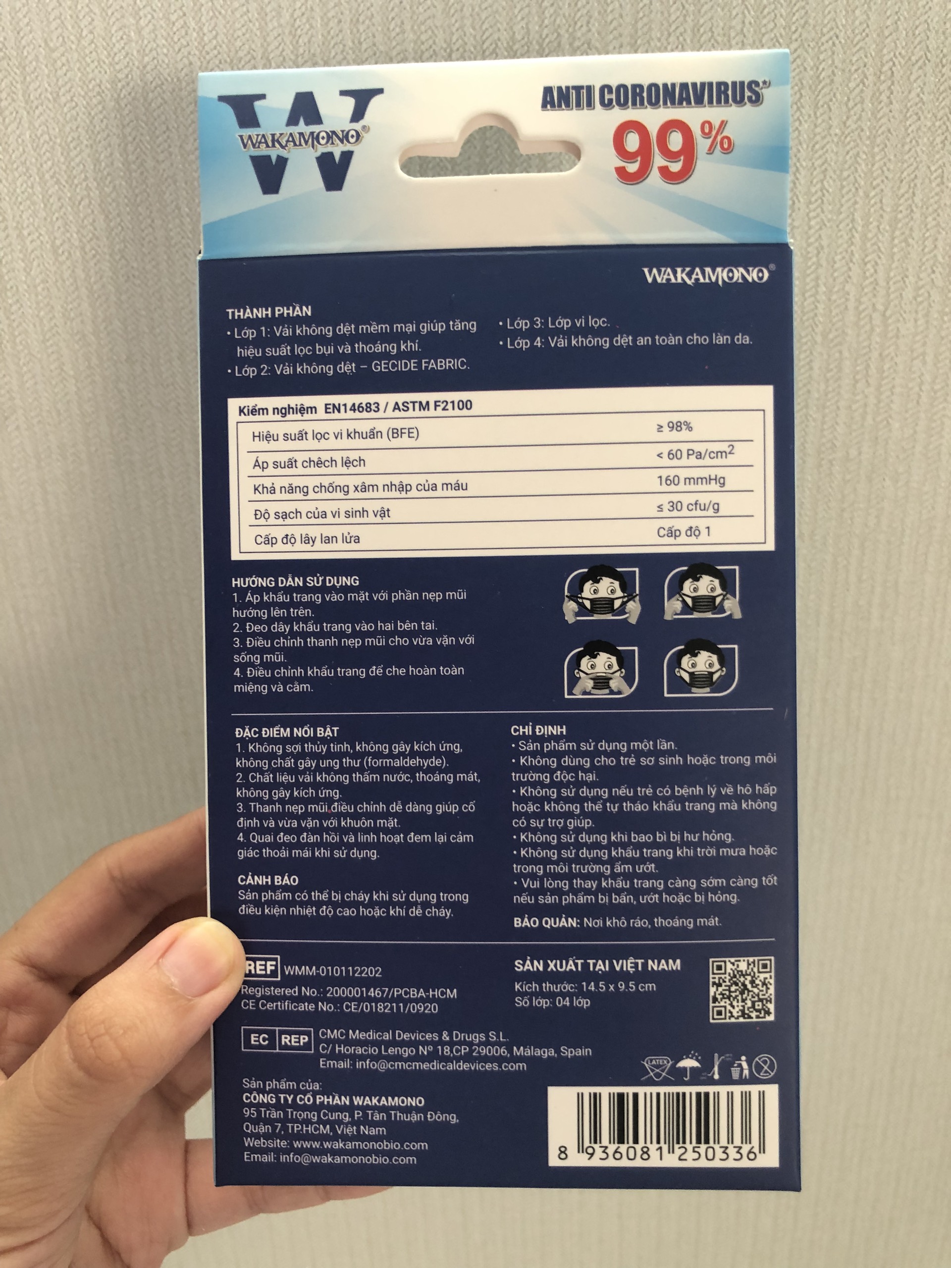 Khẩu trang Wakamono Trẻ em - (4 Lớp Hộp 10 Cái)