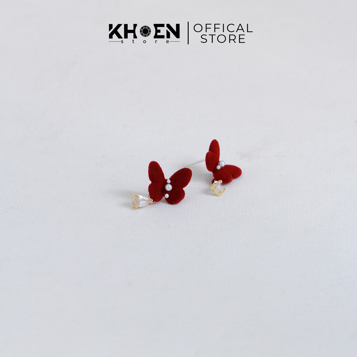(1 Đôi) Bông tai nữ Bướm đỏ - Khoen store