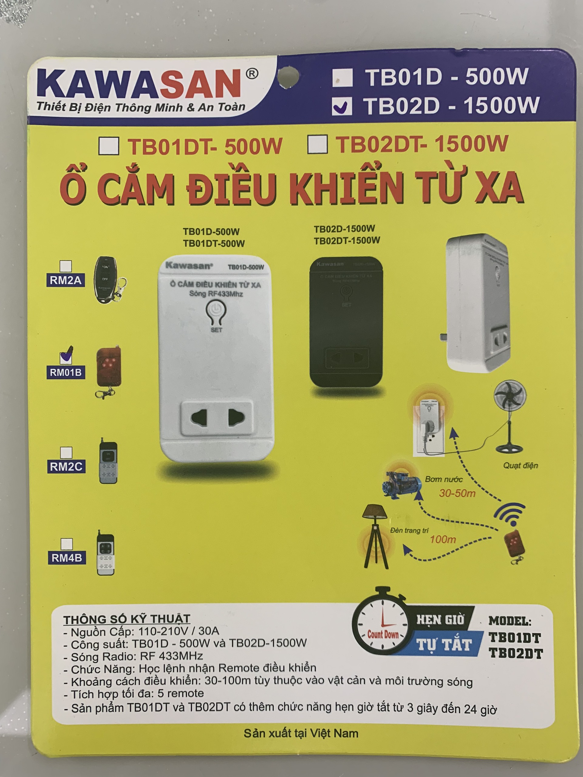Ổ CẮM ĐIỀU KHIỂN TỪ XA TB01D-RM2A