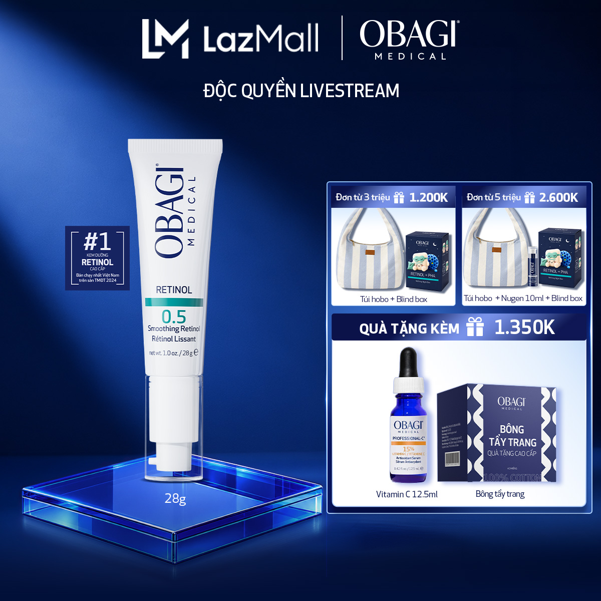 Kem Dưỡng Làm Mờ Nếp Nhăn & Làm Đều Màu Da Obagi Retinol 0.5