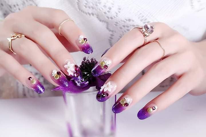 Bộ 24 Móng tay giả , nail giả A39 ,móng nhọn  ( Tặng kèm keo dán móng )
