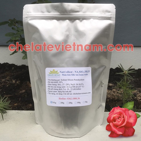 Natri silicat - NA2SIO3.5H2O - Sodium Metasilicate Pentahydrate - Phân Silic tan (gói 1kg)
