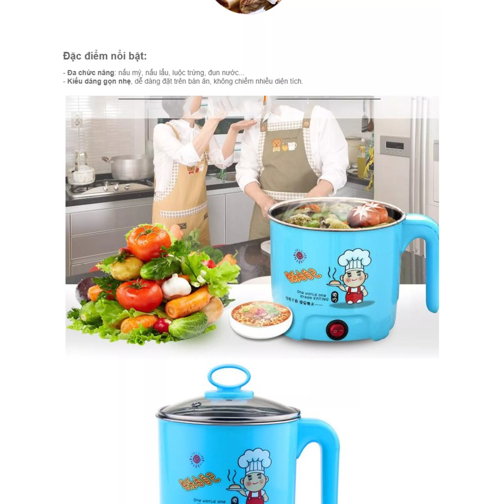 Ca nấu mì siêu tốc nồi nấu đa năng mini siêu tốc 18cm (TẶNG KÈM XỬNG HẤP)