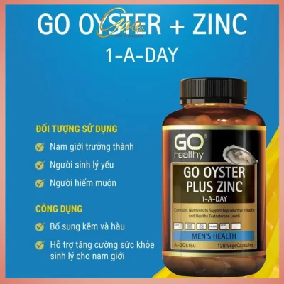 Tinh chất hàu cho nam giới GO Healthy Oyster Plus Zinc 1-A-Day, New Zealand (120v)
