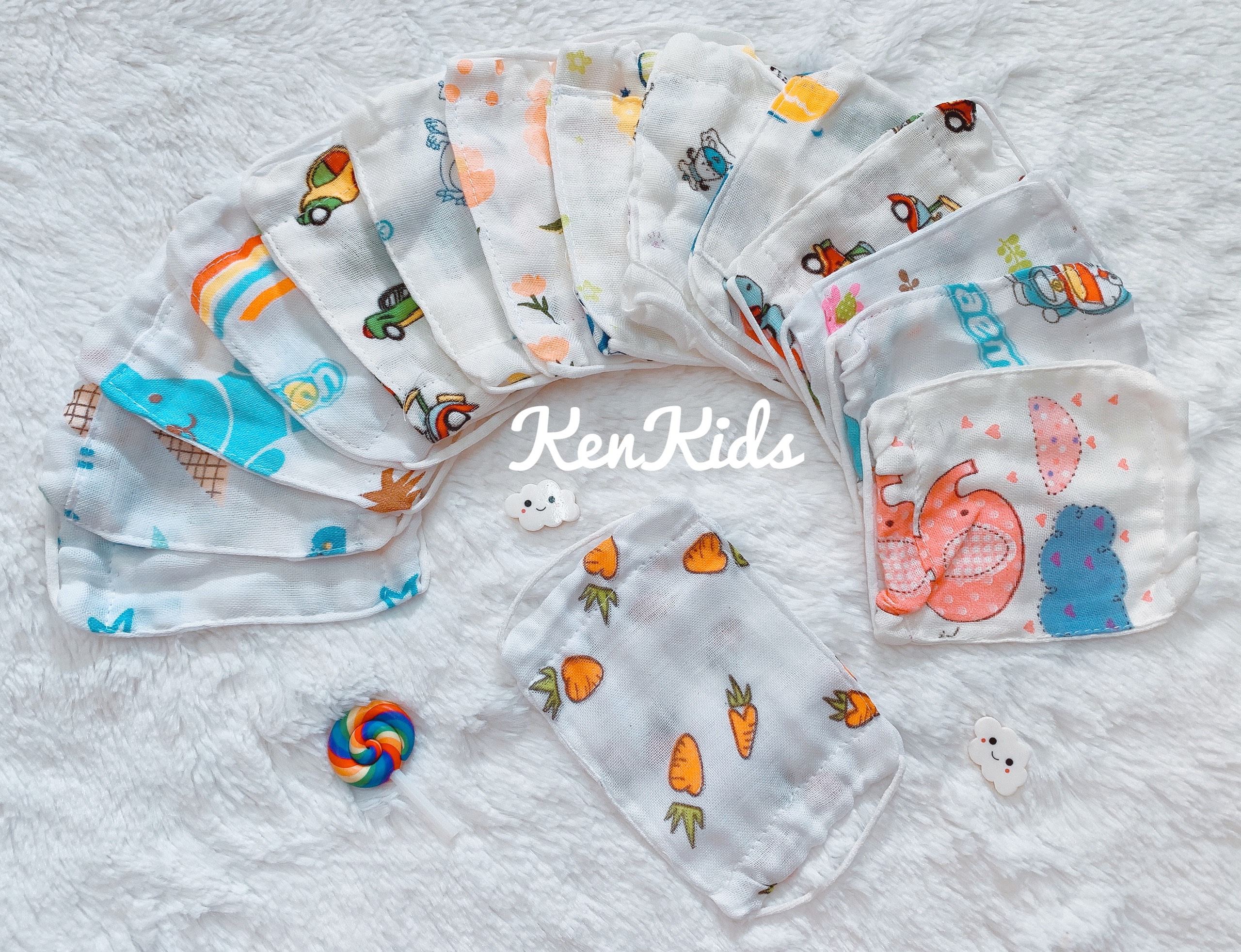 10 Khẩu trang vải xô mềm họa tiết cho bé (0-5 tuổi)