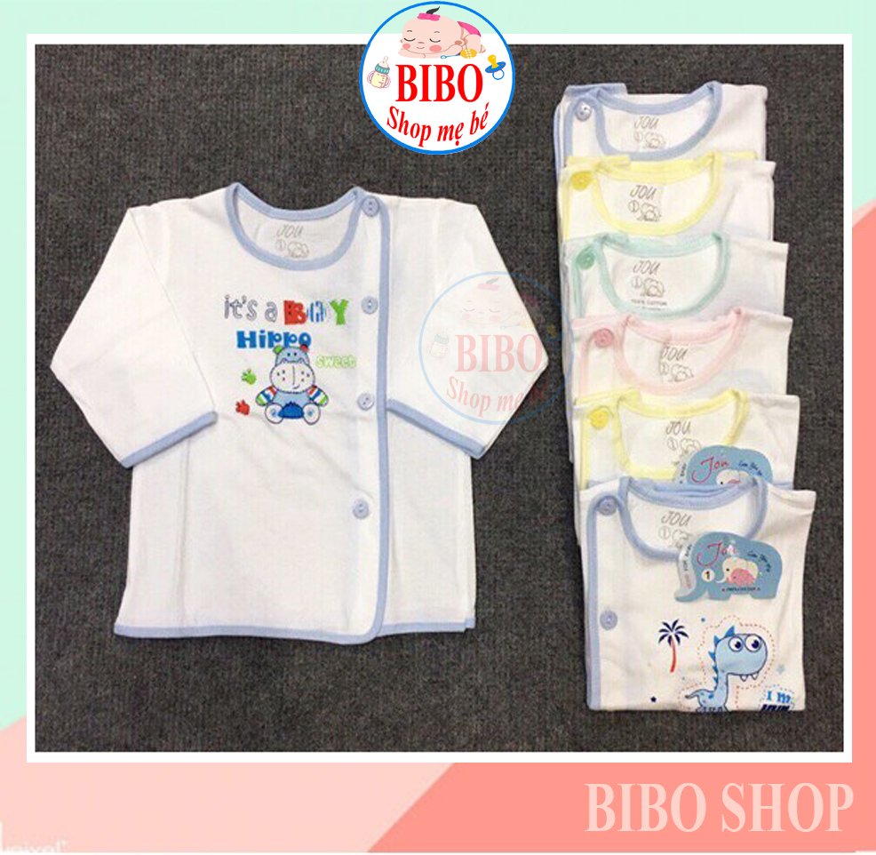 Quần áo sơ sinh bác sĩ tay ngắn tay dài vải cotton 100% mịn mát_jou trắng