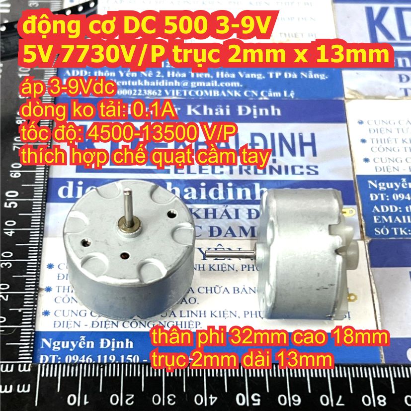 2 Động cơ DC 500 motor 500 mô tơ 500 SRF-500 12560 RK-500CA 22160 5V 3100V/P 6V 8400V/P RK-500TB 13500 12V trục 2mm kde2616